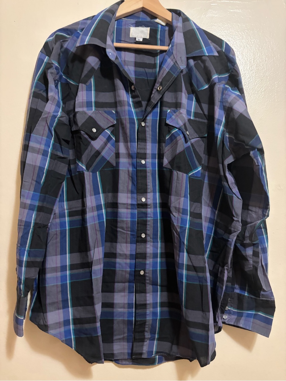 Men's vintage Plaid Button-Up Shirt xl